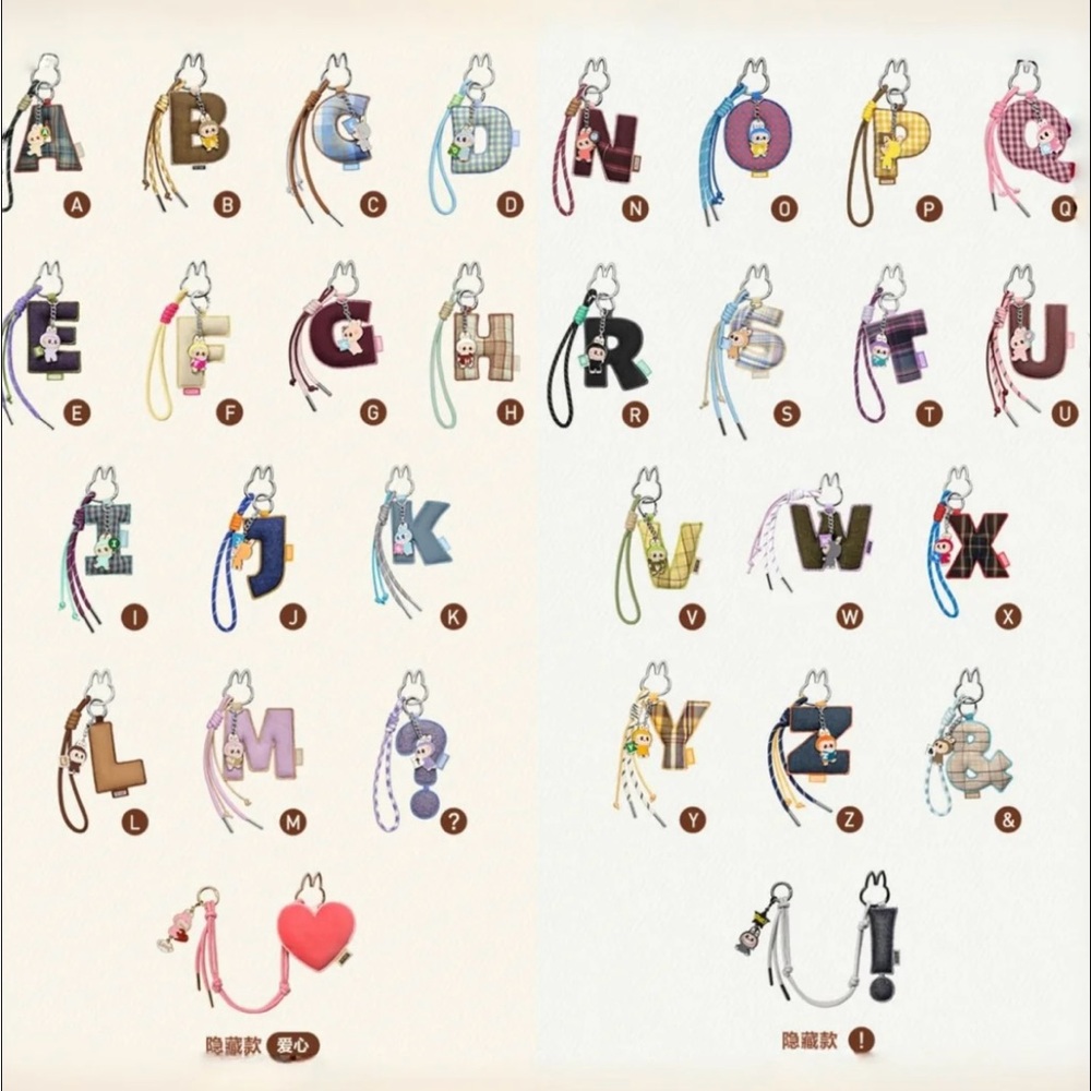 Cute Alphabet Keychain with Cartoon Character